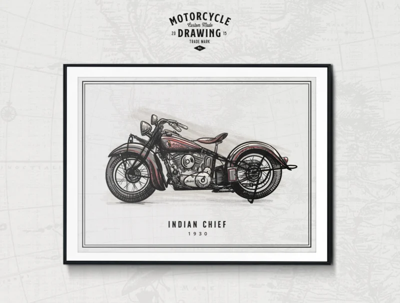 Color Ink Illustration - Custom Made motorcycle drawing