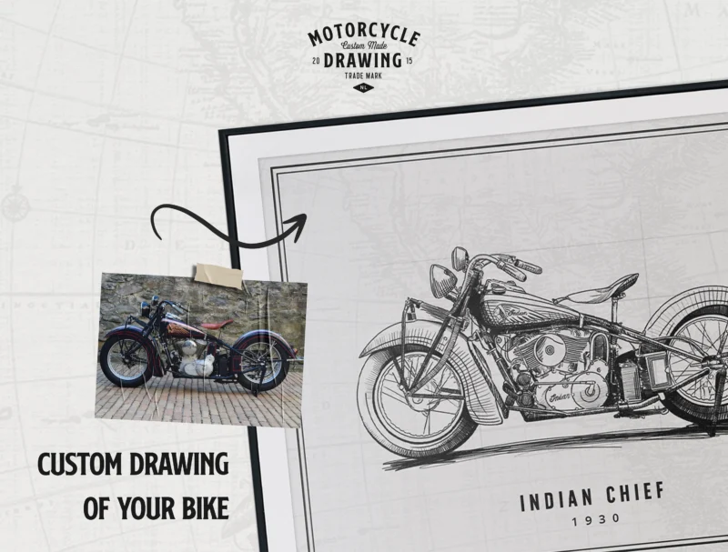 Detailed Pencil Illustration - Custom Made motorcycle drawing - Image 3