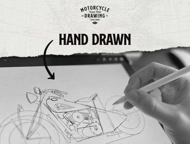 Detailed Pencil Illustration - Custom Made motorcycle drawing - Image 4